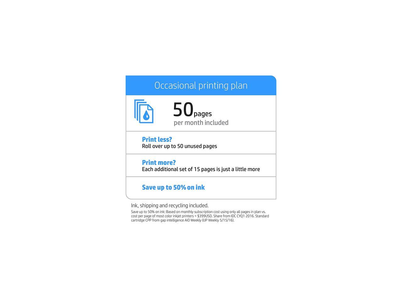 HP Instant Ink, 1st Month Enrollment Key, 50 Page Plan (1VU18AN)