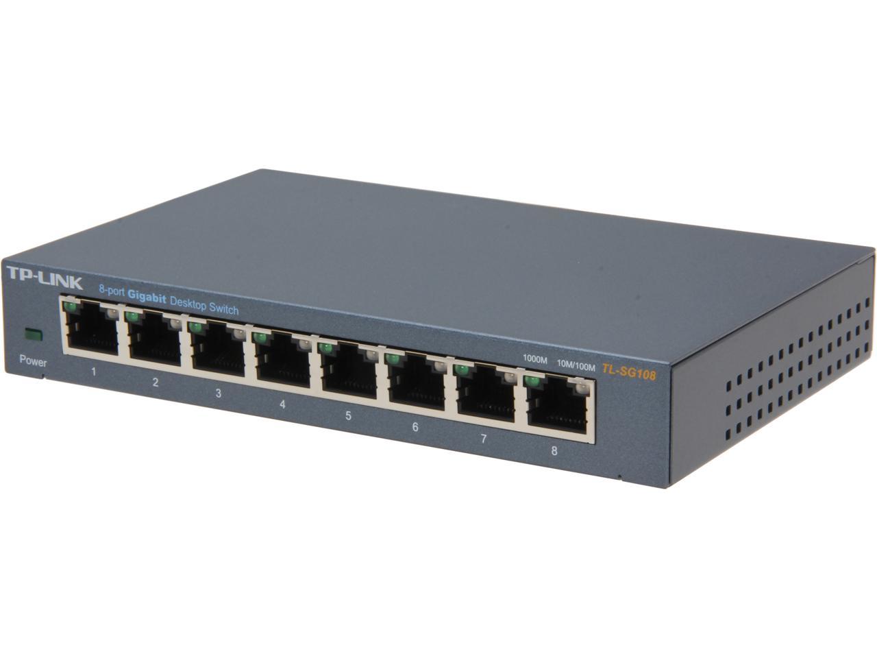 TP-Link 8 Port Gigabit Ethernet Network Switch | Ethernet Splitter | Sturdy Metal w/ Shielded Ports | Plug-and-Play | Traffic Optimization | Unmanaged (TL-SG108)