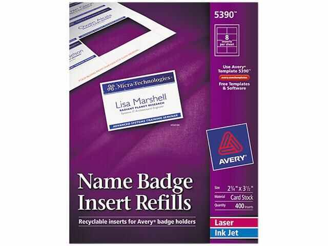 Avery Name Badge Insert Refills, 2.25