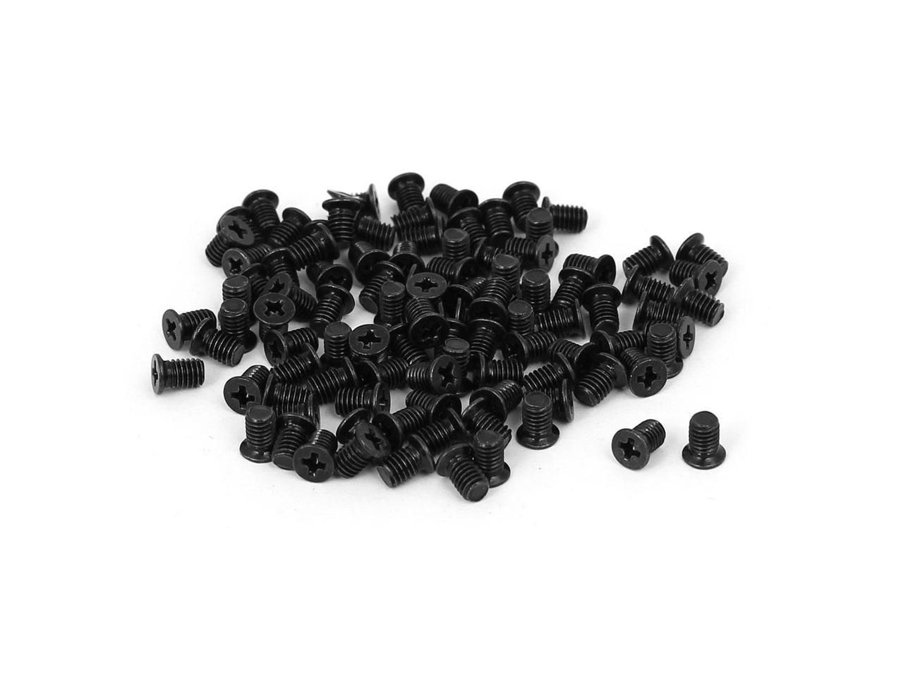 Computer PC Case HDD Flat Phillips Head Hard Drive Screw Black M3x4.8mm 100pcs