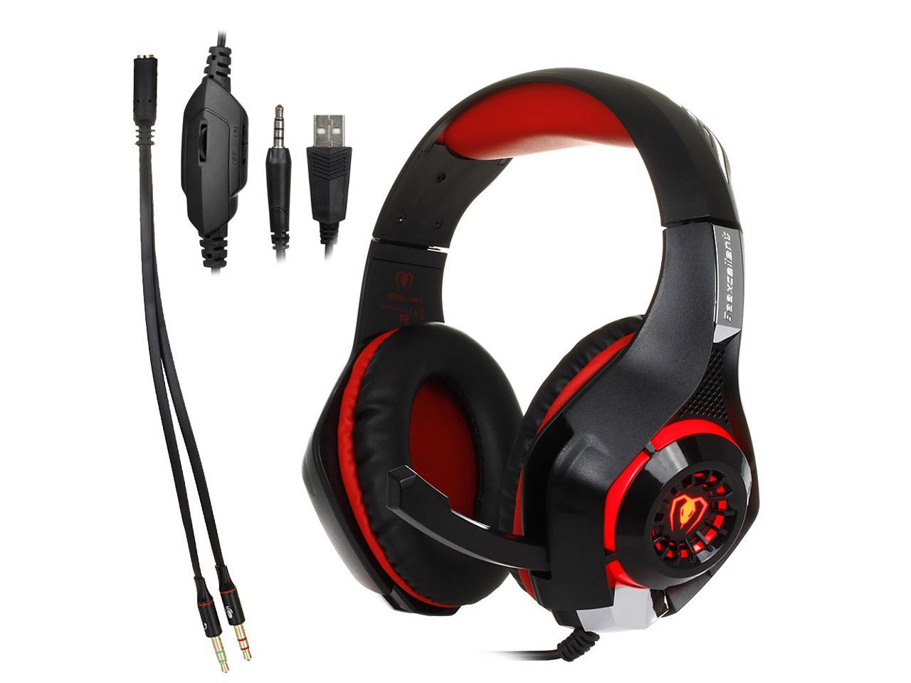 Beexcellent GM-1 Sport Gaming Headset Stereo Bass Headphone Earphone Over Ear 3.5mm with Microphone LED Light Noise Reduction