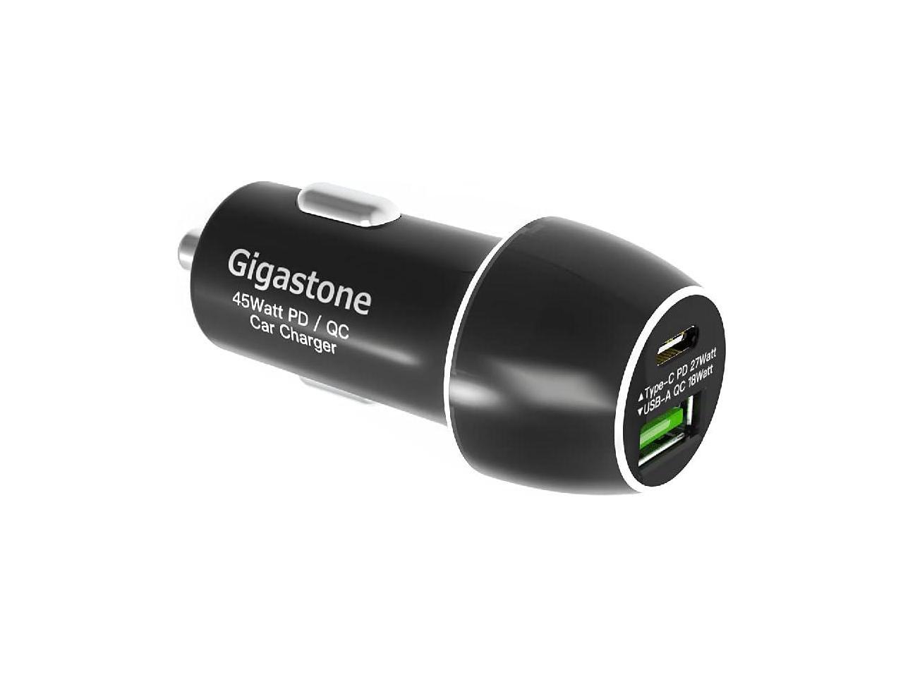 Gigastone USB C Car Charger 45W/6A Fast Car Charger Adapter, PD3.0 & QC3.0, Dual Port, Super Mini, Compatible with iPhone 15, 14,13,12,11,X,SE,8, Galaxy S23,S22,S21, Note,Pixel, LG,Motorola