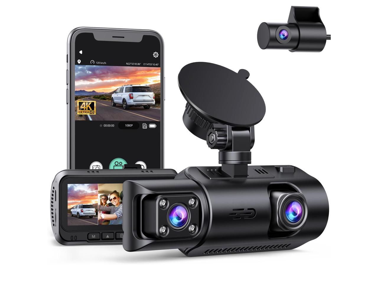 CAMPARK Dash Cam, 4K Car Camera GPS Speed 3 Channel Dash Camera Front and Rear Inside 2K+1080P+2K IR Night Vision,170° Wide Angle, WDR Type-C Port, Emergency Lock, Parking Mon