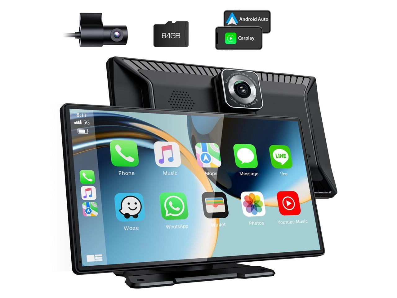 LAMTTO Wireless Apple Carplay Car Stereo with Front 2K Dash Cam, 9.26