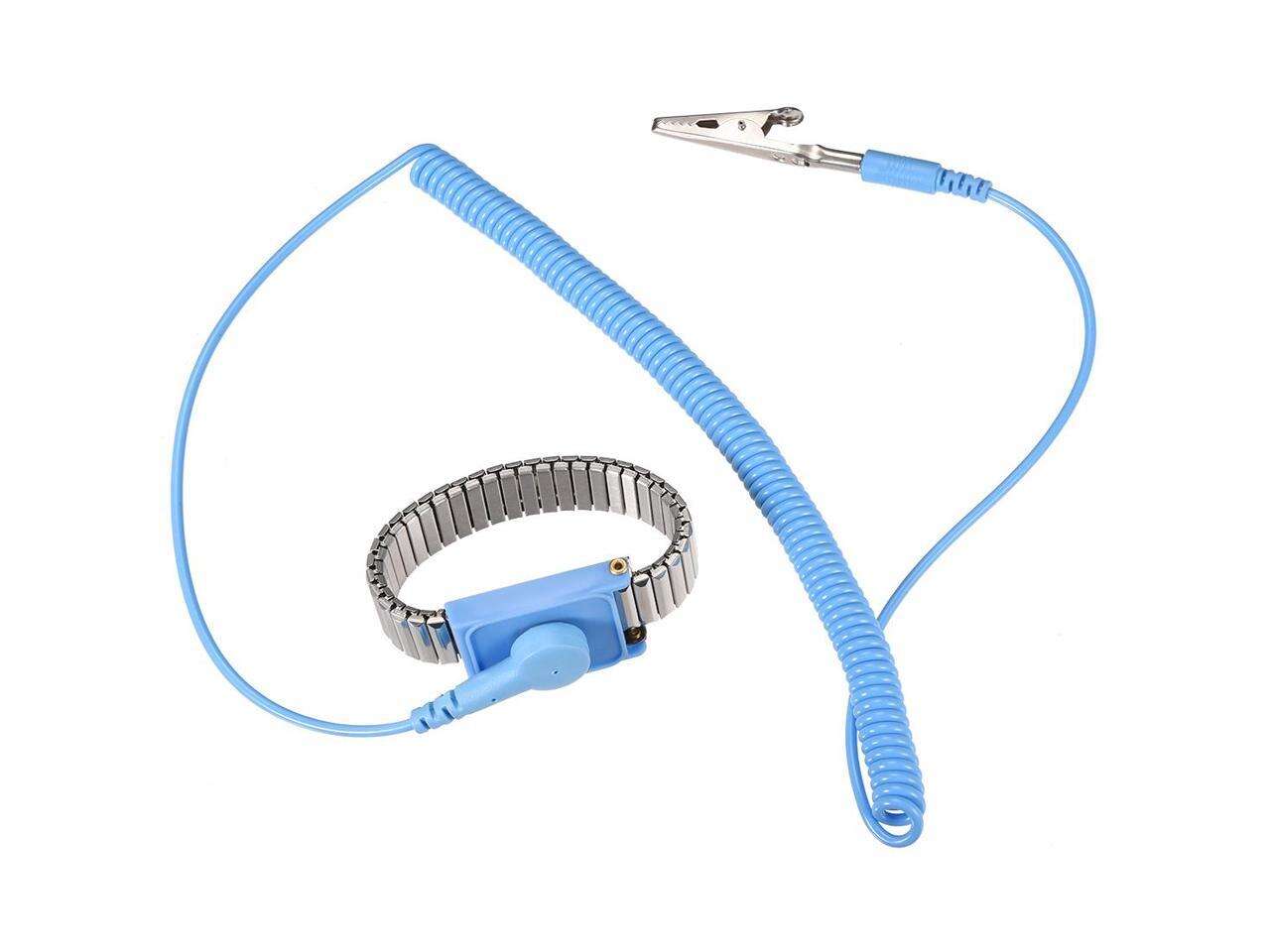 Anti Static Wrist Straps, ESD Components, Stainless Steel Magnetic Tray Grounding Wire Alligator Clip 2.2m